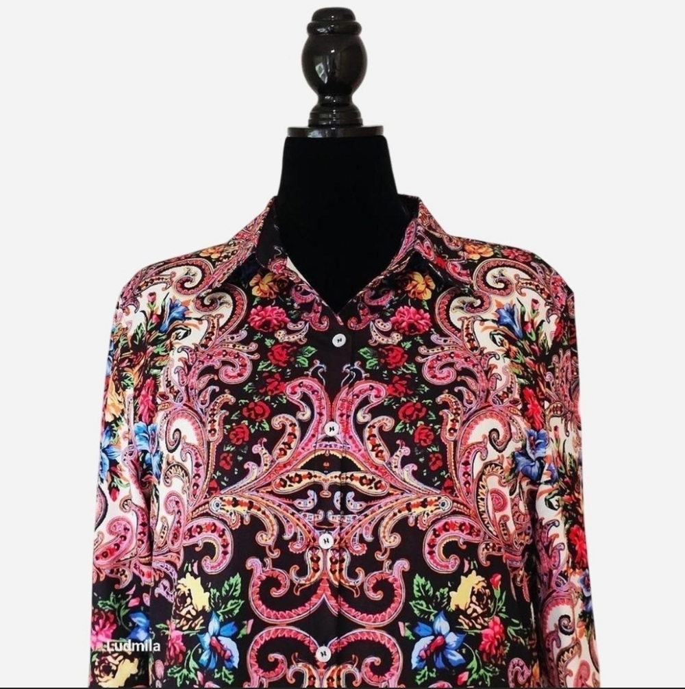 Unbranded Size XL Women's Multicolor Print Long Sleeve‎ Button-down Shirt - Picture 5 of 5